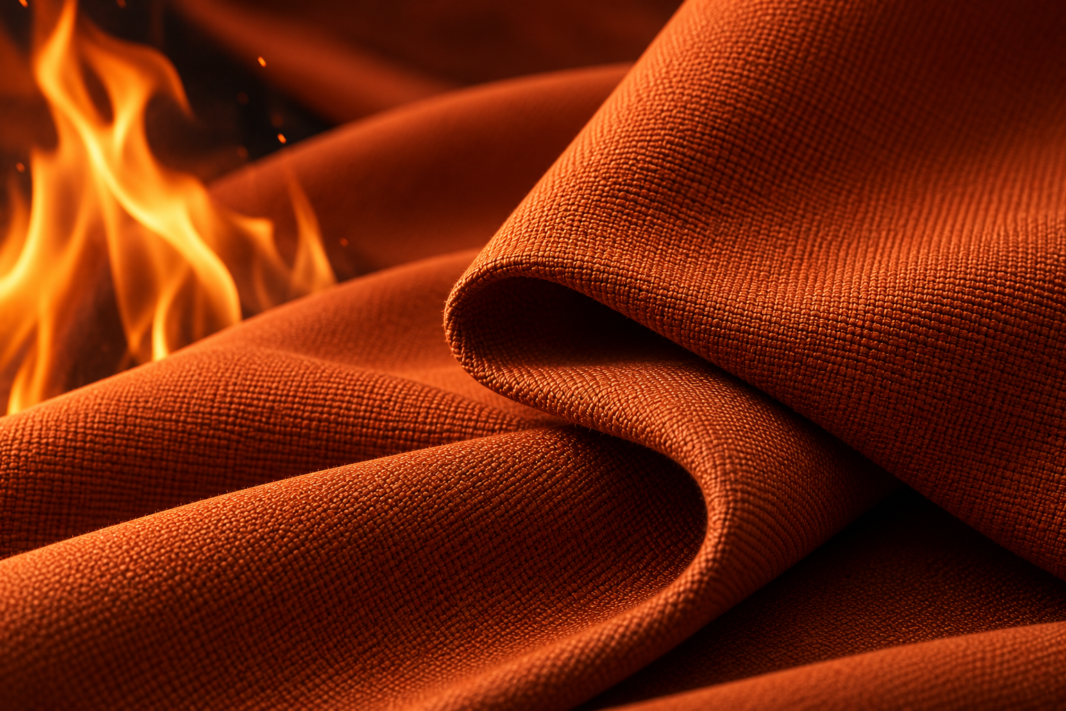 Burnt-orange flame-retardant fabric